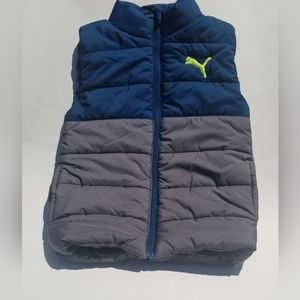 Boy 7/8 PUMA Puffy Vest Gilet Body Warmer Blue & Gray